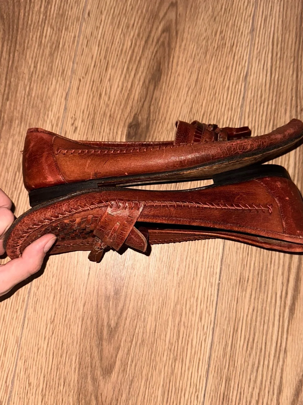 Mario DeGerard Leather Woven Penny Loafers - Brown